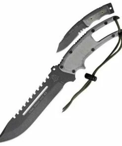 Tops TPSE107CXX STEEL EAGLE, 6.75" 1095 Carbon Steel Combo Blade, Black Linen Micarta Handle