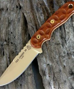 Tops Tex Creek 69, 4 in. Coyote Brown Hunters Point Blade with Rock Mountain Bull's Eye Handle