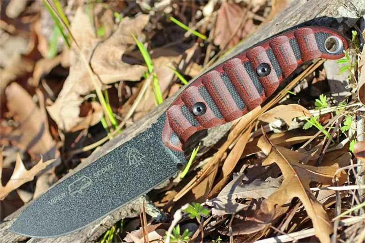 TOPS Viper Scout Fixed Blade, 1095 High Carbon Steel, Red/Black G-10 Handle 1 TOPS Viper Scout Fixed Blade, 1095 High Carbon Steel, Red/Black G-10 Handle