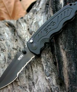 SOG Mini Zoom, 3.15 in. AUS-8 Black TINI Blade, Black Hard-Anodized 6061 T6 Aluminum