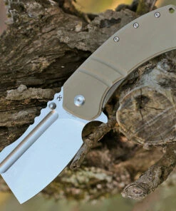 Kansept Knives Kansept XL Korvid Flipper - Light Sand G10 (3.6" Satin 154CM Cleaver) T1030A5