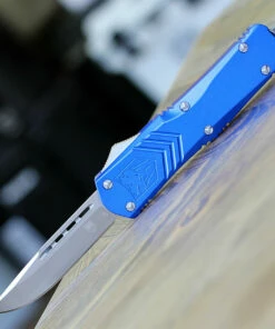 CobraTec Knives LBLUFS-XLDNS Large FS-X Blue, 3.50" D2 Steel Drop Point Blade, Anodized Aviation Aluminum Handle