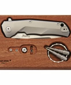 LionSteel Lion Steel T.R.E. Three Rapid Exchange Folder, 2.91 in. M390 Blade, Matte Titanium Handles, Gray Accents -Buck Knives Sales lsttregr 31415.1566585787