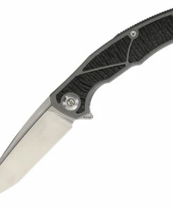 Maxace Knives Halictus, 3.75" M390 Stonewashed Tanto Blade, Gray Titanium Handle w/Carbon Fiber Inlays
