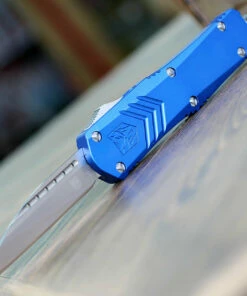 CobraTec Knives MBLUFS-XMWNS Medium FS-X Blue, 3" D2 Steel Wharncliff Blade, Anodized Aviation Aluminum Handle