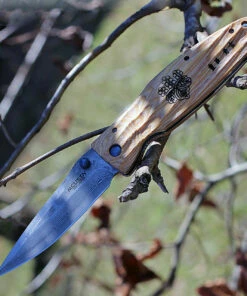 Mcusta 182D Linerlock, 3.75" Damascus Plain Blade, Staminawood Handle