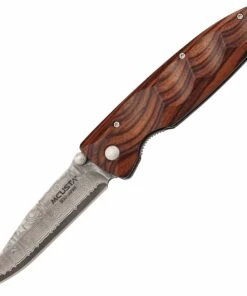 Mcusta 24DR Linerlock, 3.25" Damascus Plain Blade, Rosewood Handle