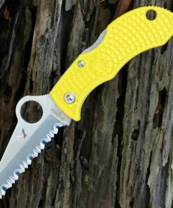 Spyderco Knives Spyderco MYLS Manbug Salt, 1.9" H1 Serrated Blade, Yellow FRN Handle