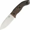 Ontario Knife Co. Hiking Knife 8187, 3.4" 420HC Satin Plain Blade, Brown & Black Micarta Handle, Brown Leather Sheath