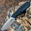 Ontario Knife Co. Hunt Plus Drop Point 9715, 4" Stainless Steel Satin Plain Blade, Black Synthetic Rubber Handle