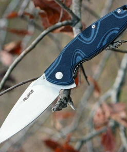 Ruike Fang P105K, 3.6" 14C28N Plain Blade, Black/Gray G-10 Handle