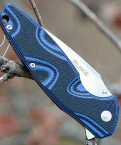 Ruike Fang P105Q, 3.6" 14C28N Plain Blade, Black/Blue G-10 Handle -Buck Knives Sales p105q 14424.1566585929