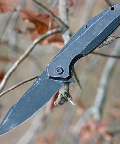Ruike Beta Plus P128SB, 3.5" 14C28N Plain Blade, Black Stonewashed Stainless Handle