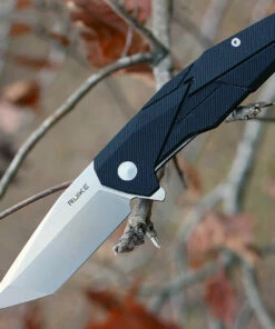 Ruike P138B, 3.5" 14C28N Plain Blade, Black G-10 Handle