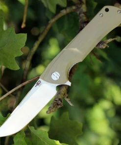 Bestech Paladin BG13B-1, 3.54" D2 Steel Stonewash Plain Blade, Green G-10 Handle