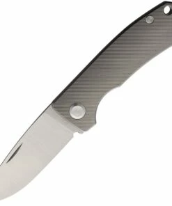 PMP Knives & Maxace Harmony PMP004, 3" Satin Bohler M390 Drop Point Blade, Gray Titanium Handles
