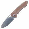 PMP Knives PMP Spartan Front Flipper - Brown Micarta (3.25" Damascus) SPBRMDM