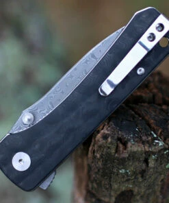 QSP Knife Hawk Linerlock QS131-A, 3.225" Damascus Plain Blade, Carbon Fiber Handle -Buck Knives Sales qs131a.2 42705.1603828228