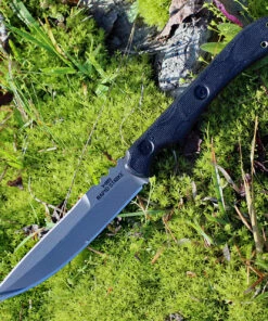 TOPS RDSK-01TS Rapid Strike w/Top Edge Serrations, 4.13" 154cm Tumble Plain Blade, Black G-10 Handle