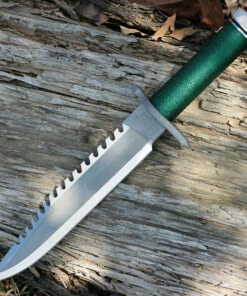 Rambo 9292 First Blood Standard Edition, 9" Stainless Plain Blade, Green Nylon Cord-wrapped Handle
