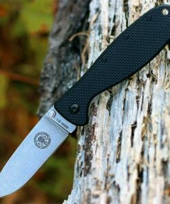 BRK Zancudo BRKR2, 2.94", Plain Edge, Drop Point Blade, Stonewash D2 Steel, Design by Esee Knives, Black Handle