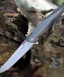 Rike Knife 1707S Framelock, 3.75" M390 Plain Blade, Gray Titanium Handle