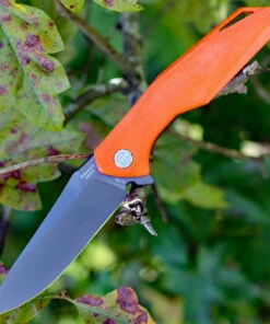 Rike Knife 801GO Kwaiken Framelock Titanium/Orange G10, 3.74 in 154CM Plain Blade