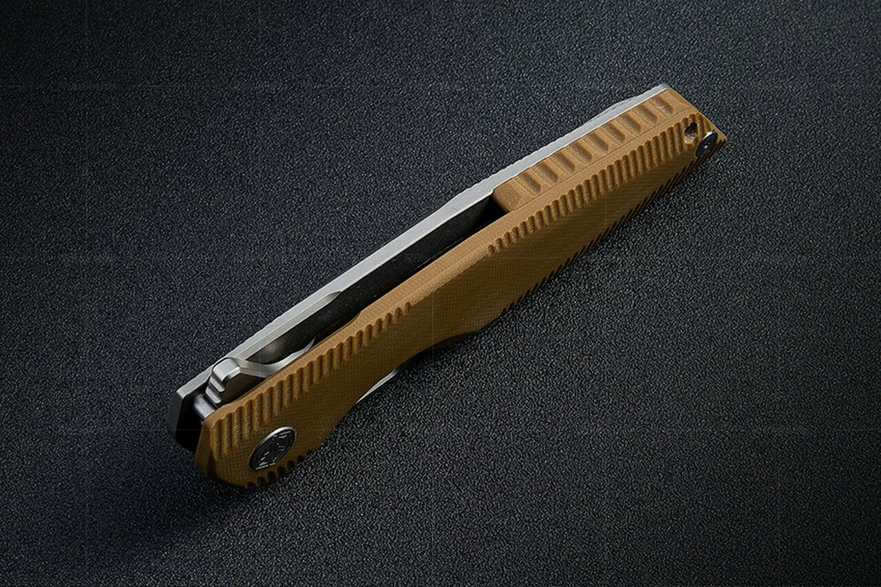 Rike Knife 802GBR Framelock, 3.75" 154CM Plain Blade, Brown Titanium/G-10 Handle 2 Rike Knife 802GBR Framelock, 3.75" 154CM Plain Blade, Brown Titanium/G-10 Handle - Image 2