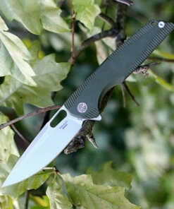 Rike Knife 802GOD Framelock, 3.75" 154CM Plain Blade, OD Green Titanium/G-10 Handle