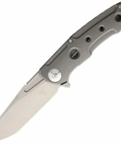 Rike Knife D9 Framelock, 3.74" CTS-204P Plain Blade, Gray Titanium Handle