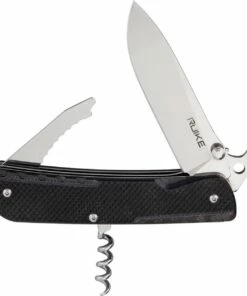 Ruike LD21-B Trekker, 3.35" 12C27 Plain Blade, Black G-10 Handle