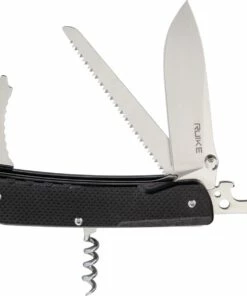 Ruike LD32-B Trekker, 3.35" 12C27 Plain Blade, Black G-10 Handle