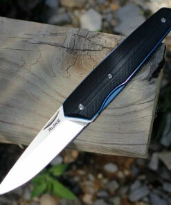 Ruike P848-B, 3.3" 14C28N Plain Blade, Black G-10 Handle