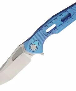 Rike Knife Thor3 Framelock, 3.75" M390 Tanto Blade, Blue Titanium Handle