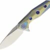 Rike Knife Thor4 Framelock, 2.36" M390 Plain Blade, Gold/Blue Titanium Handle