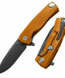 LionSteel ROK Aluminum-Orange ROKAOB, 3.27" M390 Black Blade, Aluminum Handle