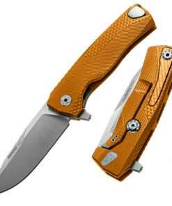 LionSteel ROK Aluminum-Orange ROKAOS, 3.27" M390 Satin Blade, Aluminum Handle
