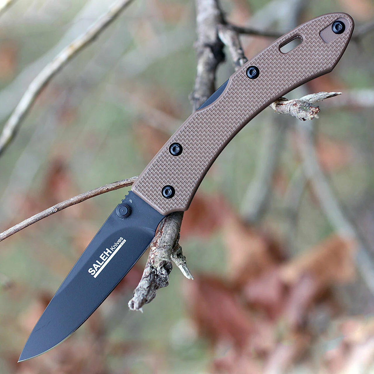 SALEH Knives SNB, 3.5" N690Co Black Plain Blade,Desert Tan G-10 Handle 1 SALEH Knives SNB, 3.5" N690Co Black Plain Blade,Desert Tan G-10 Handle