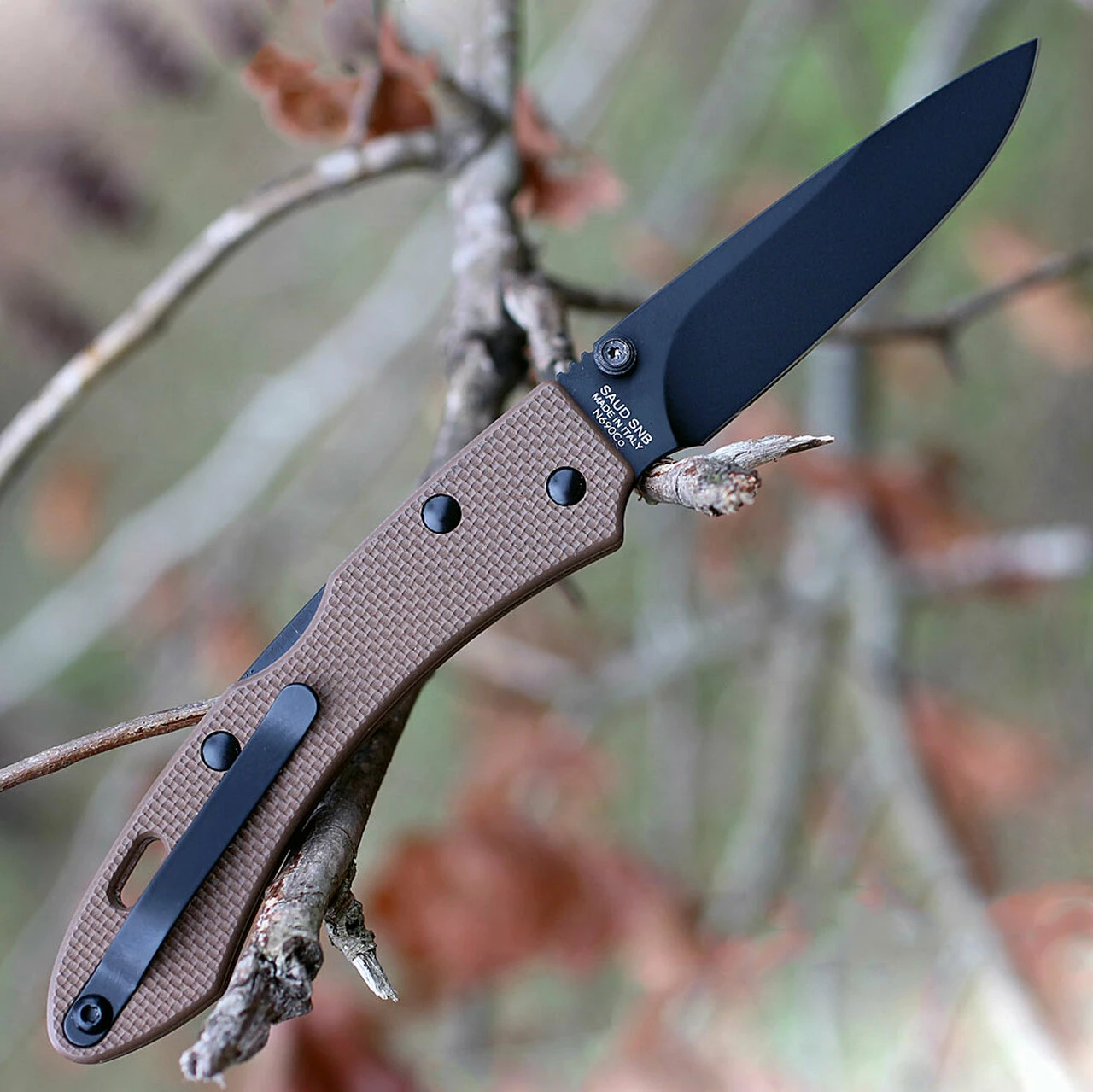 SALEH Knives SNB, 3.5" N690Co Black Plain Blade,Desert Tan G-10 Handle 2 SALEH Knives SNB, 3.5" N690Co Black Plain Blade,Desert Tan G-10 Handle - Image 2