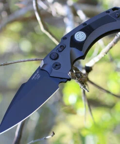 Hogue SIG 36532 EX-A05 Tactical Folder, 3.5" Black Cerakote Spear Point Blade, Grey Aluminum Frame & Solid Black G-10 Inserts