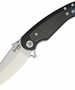 Krudo SNG243 VICE Folder, 3.5" 9Cr18MoV Plain Edge, Stainless Handle w/Carbon Fiber Inserts