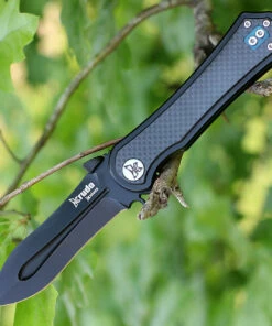 Krudo SNG247 DRASTIK Folder, 3.75" 9Cr18MoV Plain Edge, Stainless Handle w/Carbon Fiber Inserts