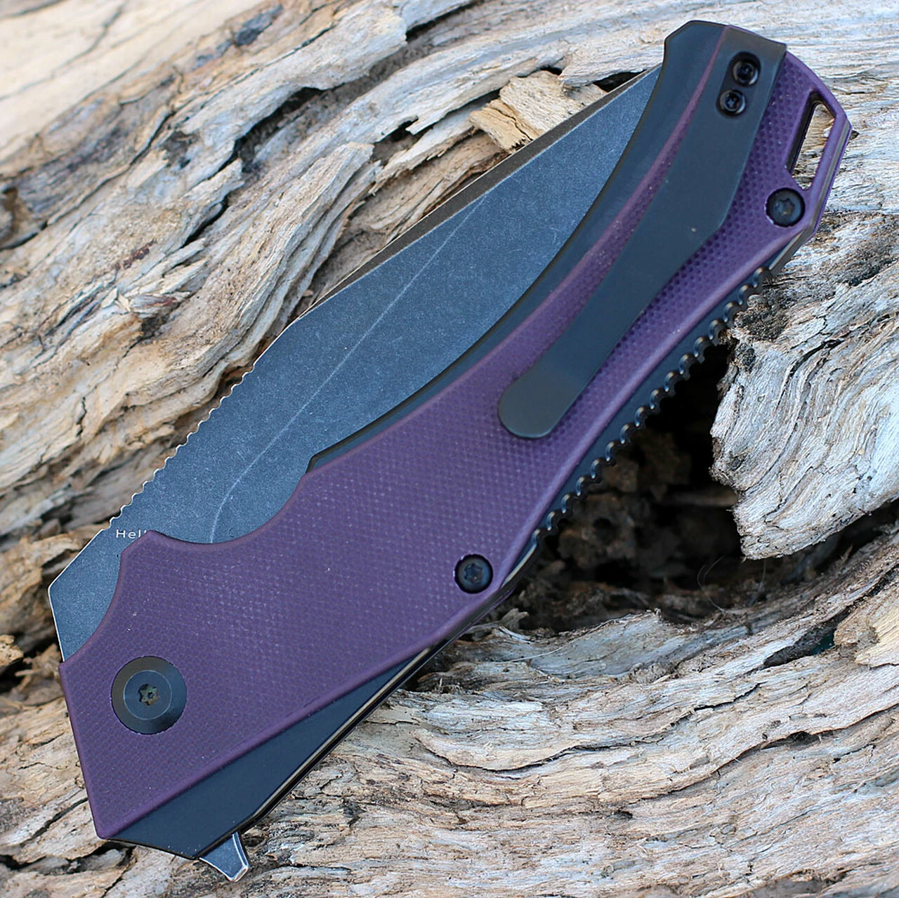 Kansept Knives Kansept Hellx - Purple G10 / Blk Stainless (3.6" D2 Black SW) T1008A6 4 Kansept Knives Kansept Hellx - Purple G10 / Blk Stainless (3.6" D2 Black SW) T1008A6 - Image 4