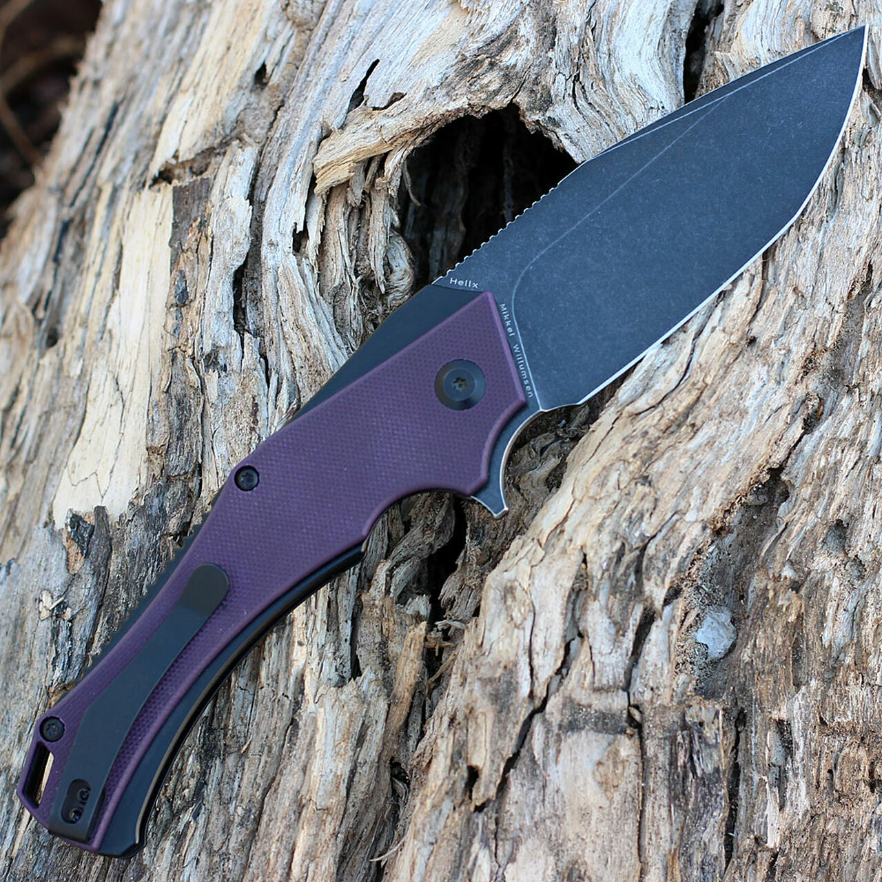 Kansept Knives Kansept Hellx - Purple G10 / Blk Stainless (3.6" D2 Black SW) T1008A6 2 Kansept Knives Kansept Hellx - Purple G10 / Blk Stainless (3.6" D2 Black SW) T1008A6 - Image 2