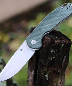 Kansept Knives Kansept Mini Accipiter Front Flipper - Green Micarta (3" 154CM SW) T2007A2