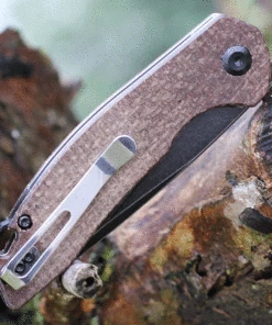 Kansept Knives Kansept Mini Accipiter Front Flipper - Brown Micarta (3" 154CM Blk SW) T2007A3 -Buck Knives Sales t2007a3.2 31305.1636729904