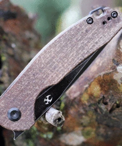 Kansept Knives Kansept Mini Accipiter Front Flipper - Brown Micarta (3" 154CM Blk SW) T2007A3 -Buck Knives Sales t2007a3.3 84680.1636729904