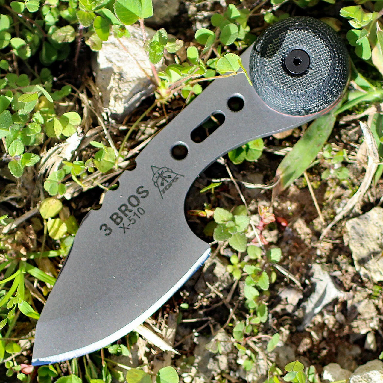 TOPS 3 BROS HUNTER POINT, 2" 1095 CARBON STEEL BLADE, BLACK MICARTA HANDLE, KYDEX SHEATH 1 TOPS 3 BROS HUNTER POINT, 2" 1095 CARBON STEEL BLADE, BLACK MICARTA HANDLE, KYDEX SHEATH