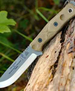 TOPS BROS154GCM B.O.B. Fieldcraft, 4.75" 154CM Plain Blade, Green Canvas Micarta Handle-Kydex Sheath