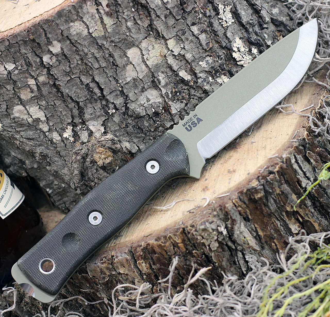 TOPS BROSTAN B.O.B. Fieldcraft, 4.75" 1095 Plain Blade, Green Canvas Micarta Handle-Kydex Sheath 2 TOPS BROSTAN B.O.B. Fieldcraft, 4.75" 1095 Plain Blade, Green Canvas Micarta Handle-Kydex Sheath - Image 2